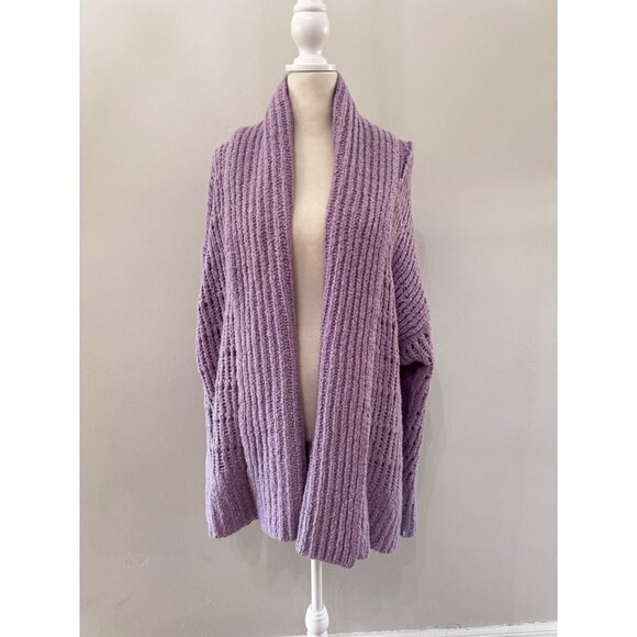 Free People lavender Serene Womens Ribbed Knit Long Sleeve Cardigan Sweater - Picture 2 of 7